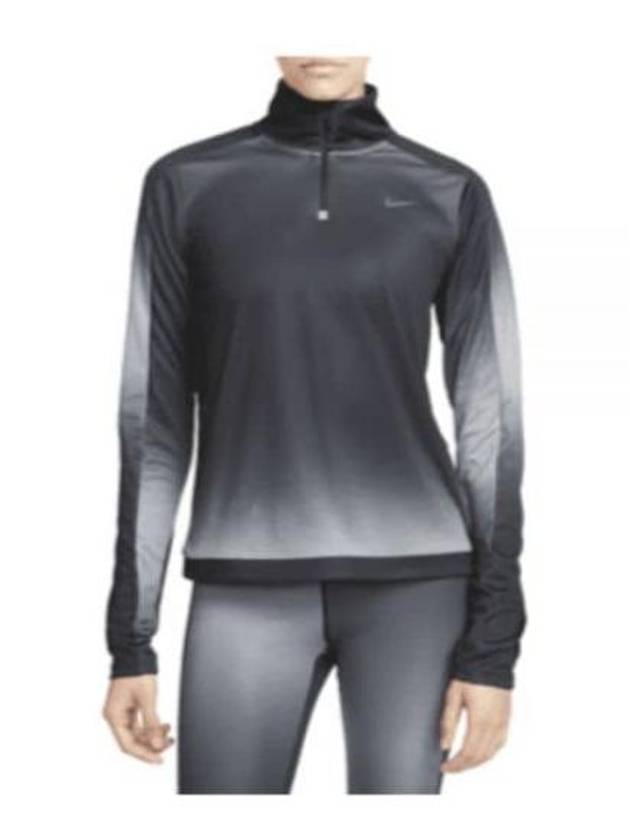 Dri Fit Swoosh Print Half Zip Running Long Sleeve T-shirt Black - NIKE - BALAAN 2