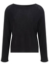 Boat Neck Long Sleeve Knit Black 4 Colors - CALLAITE - BALAAN 1