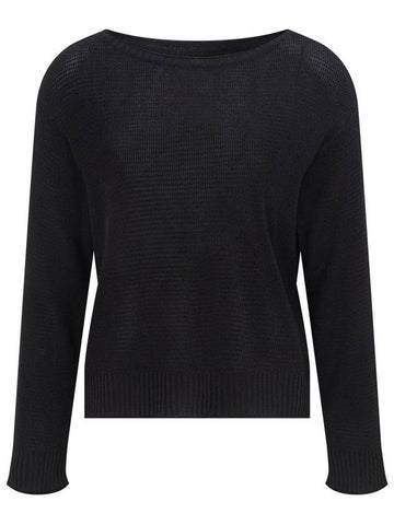 Boat Neck Long Sleeve Knit Black 4 Colors - CALLAITE - BALAAN 1