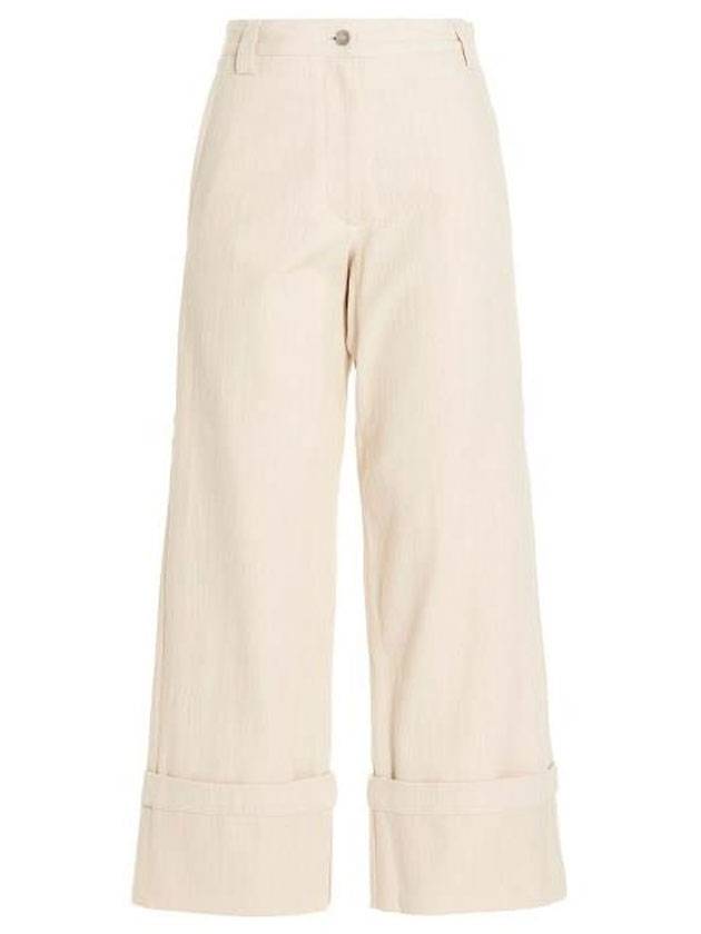 Cotton Wide Pants Iridescent White - MONCLER - BALAAN.