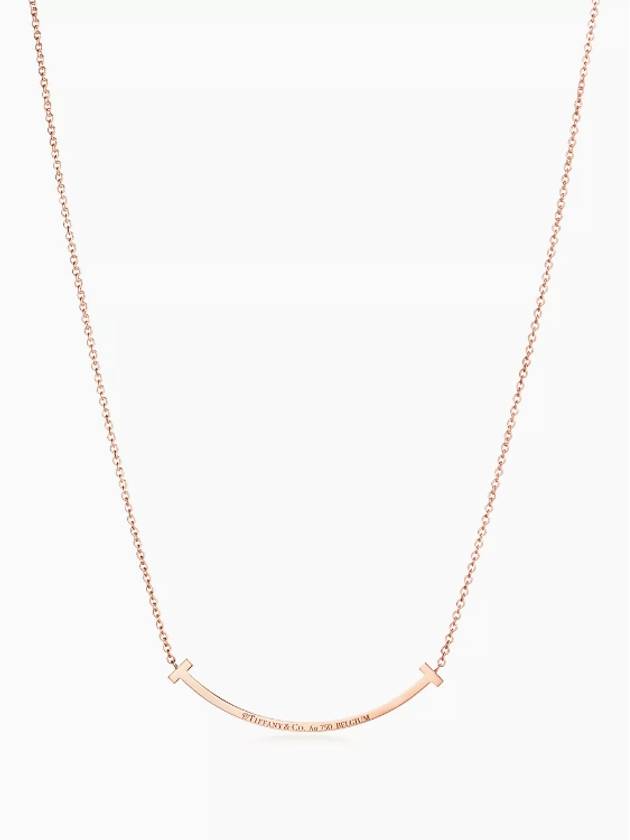 Tiffany T Smile Pendant Rose Gold Diamond Small Women's Necklace - TIFFANY & CO. - BALAAN 4