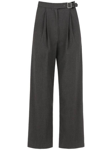 Double Tuck Wide Belt Slacks Charcoal - ILROZE - BALAAN 1