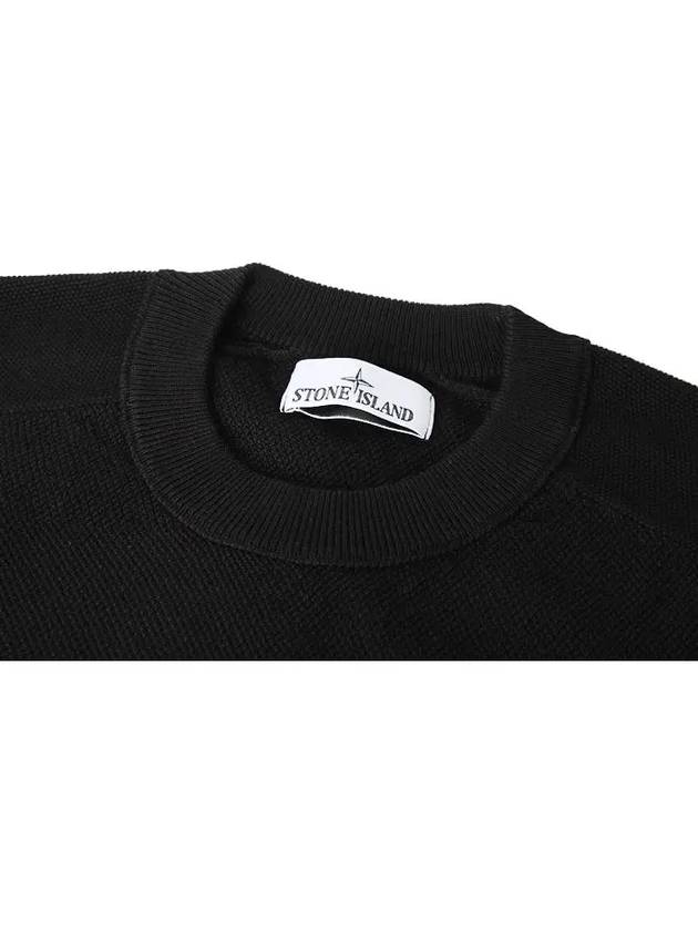 Logo Patch Crew Neck Knit Top Black - STONE ISLAND - BALAAN 4