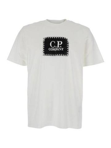 Logo Label Short Sleeve T-Shirt White - CP COMPANY - BALAAN 1