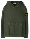 Old Effect Cotton Diagonal Fleece Hoodie Green - STONE ISLAND - BALAAN 2