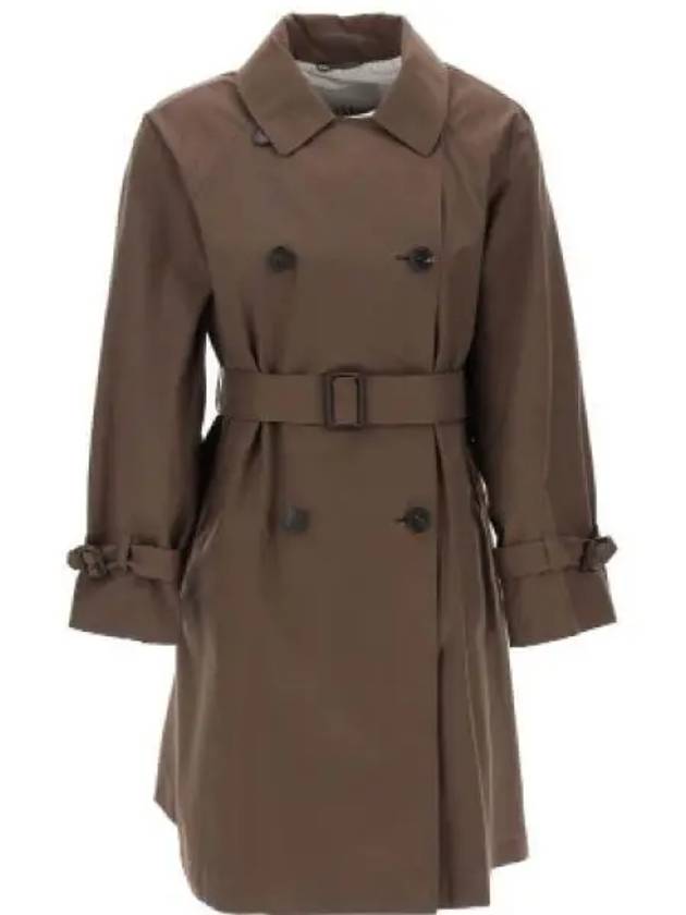 Titrench Water Repellent Double Breasted Button Trench Coat Brown - MAX MARA - BALAAN 2