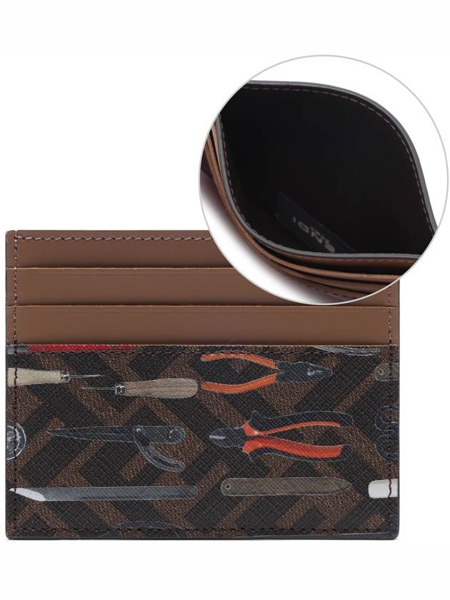 Men's FF Canvas Card Wallet Brown - FENDI - BALAAN 3