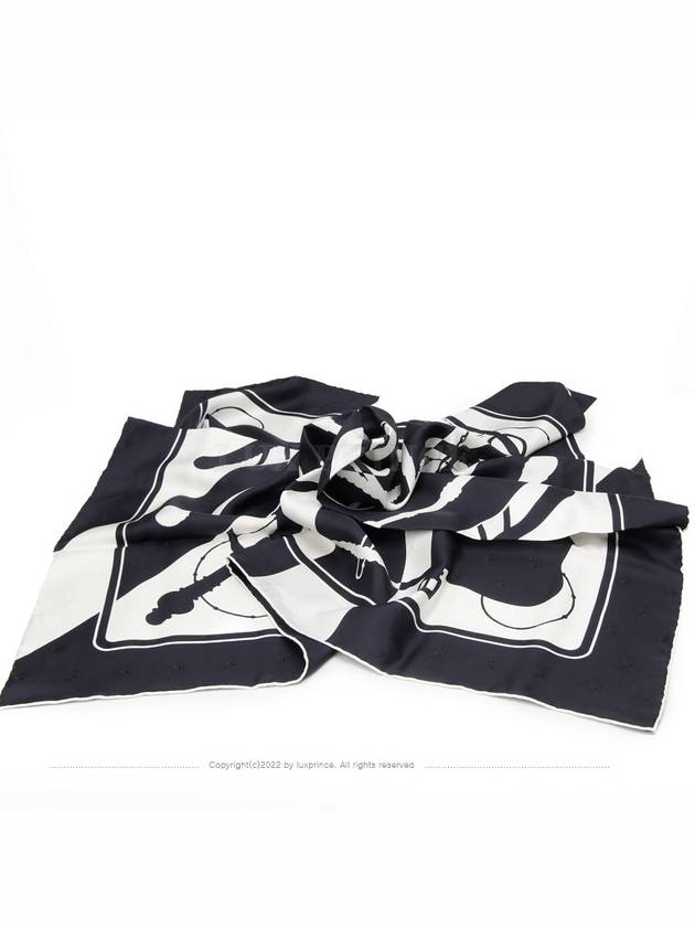 Carr silk scarf 90 navy 1217rt - HERMES - BALAAN 8