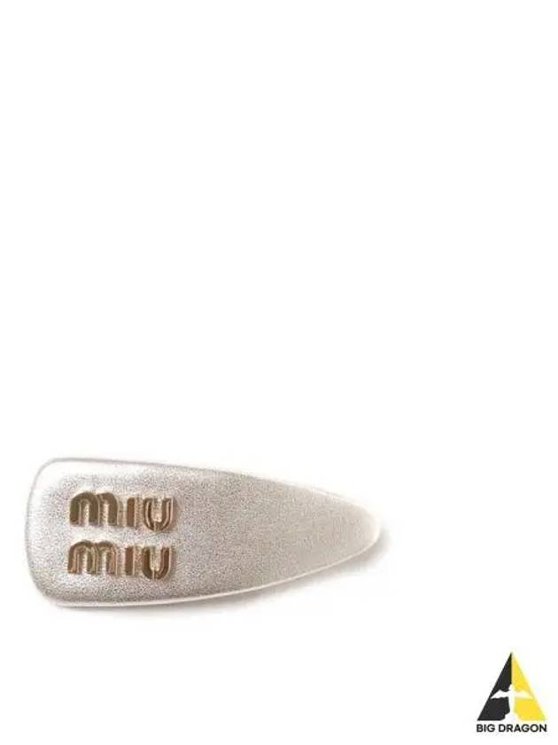 Logo Nappa Leather Hair Clip Grey - MIU MIU - BALAAN 2