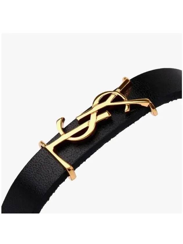 Monogram Logo Leather Bracelet Black - SAINT LAURENT - BALAAN 6