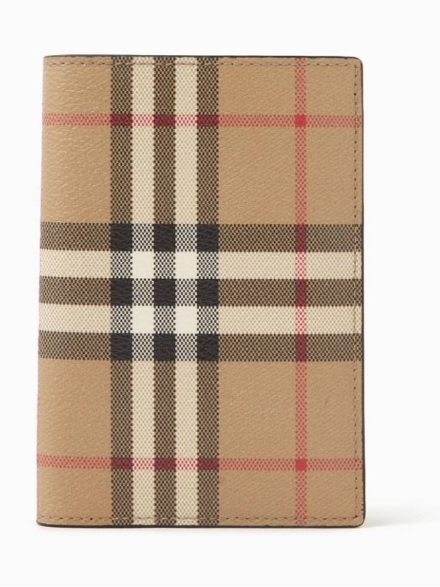 Checked Leather Passport Wallet Beige - BURBERRY - BALAAN 2