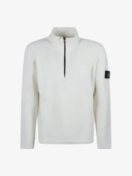 Wappen Patch Lambswool Half-Zip Knit Top White - STONE ISLAND - BALAAN 2