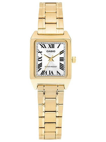 Square Plated Roman Numerals Metal Analog Watch Gold - CASIO - BALAAN 1