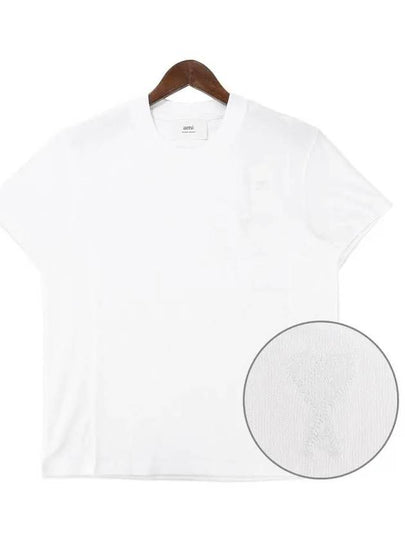 Heart Logo Cotton Short Sleeve T-Shirt White - AMI - BALAAN 2