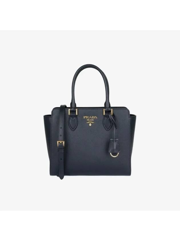 Triangle Logo Saffiano Tote Bag Black - PRADA - BALAAN 2