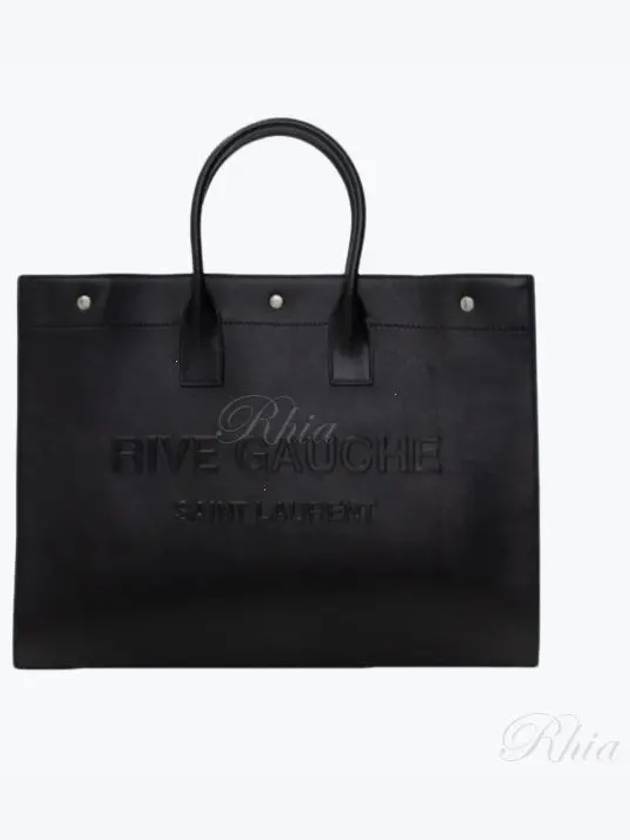 Rive Gauche Logo Leather Tote Bag Black - SAINT LAURENT - BALAAN 2