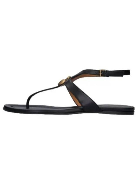 GG Tongue Anklet Flat Leather Sandals Black - GUCCI - BALAAN 1