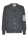 Milano Stitch 4-Bar Cardigan Medium Grey - THOM BROWNE - BALAAN 2