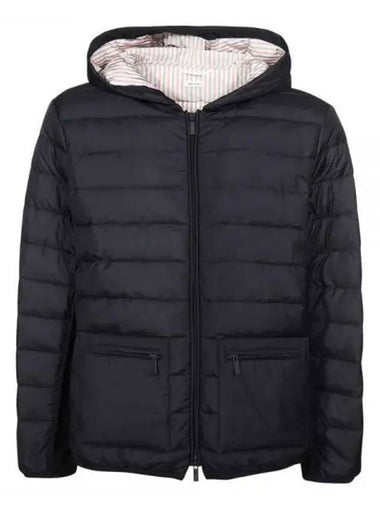 Zipper front padded hooded jacket navy MJD105 XF0241 - THOM BROWNE - BALAAN 1