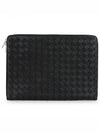 Intrecciato Calfskin Clutch Bag Black - BOTTEGA VENETA - BALAAN 2