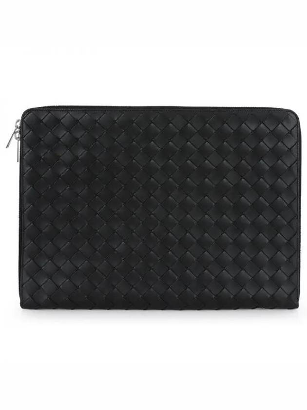 Intrecciato Calfskin Clutch Bag Black - BOTTEGA VENETA - BALAAN 2