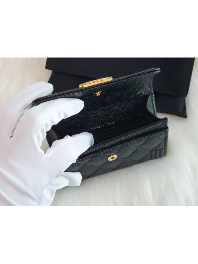 Boy  Flap Card Holder Grained Calfskin Gold Black - CHANEL - BALAAN 5