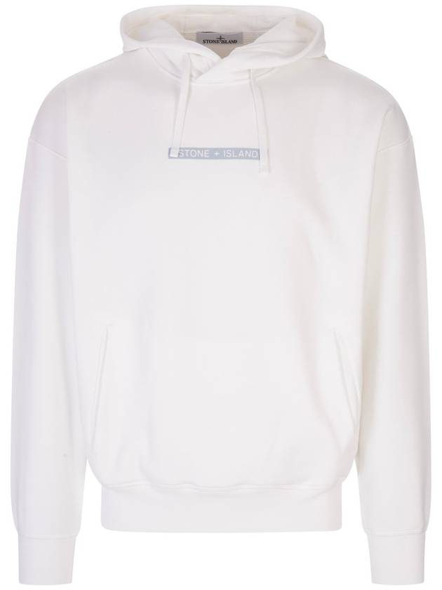 Logo Drawstring Hoodie White - STONE ISLAND - BALAAN 2