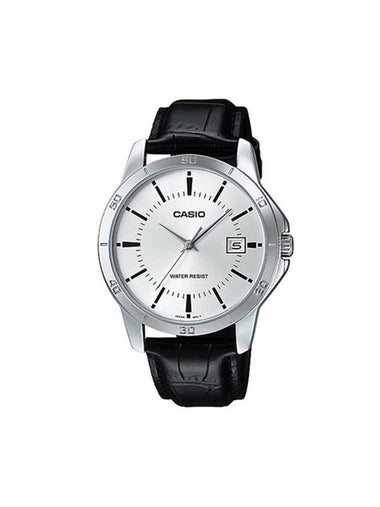 Leather Band Analog Watch Silver - CASIO - BALAAN 1