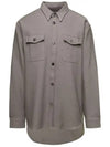 Chest Pocket Oversized Long Sleeve Shirt Taupe - AMI - BALAAN 2