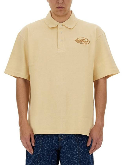 Oversized Textured Polo Shirt Wheat - MAISON KITSUNE - BALAAN 2