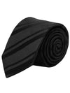 Shiny Stripe Tie Black - SAINT LAURENT - BALAAN 1