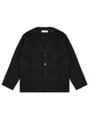 Mohair V-neck Relaxed Fit Wool Cardigan Black - OUR LEGACY - BALAAN 2