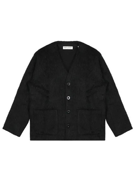 Mohair V-neck Relaxed Fit Wool Cardigan Black - OUR LEGACY - BALAAN 2