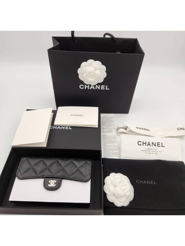 Classic Flap Wallet Grained Calfskin & Silver Black - CHANEL - BALAAN 10