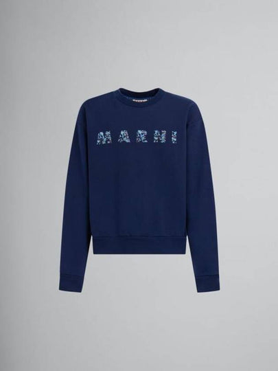 Floral Logo Print Sweatshirt Blue - MARNI - BALAAN 2