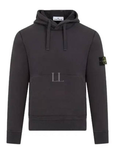 Logo Patch Drawstring Hoodie Charcoal - STONE ISLAND - BALAAN 2