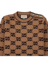 GG Bouclé Jacquard Crew Neck Wool Knit Top Camel - GUCCI - BALAAN 4