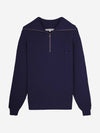 Bold Fox Head Patch Half Zip Knit Top Ink Blue - MAISON KITSUNE - BALAAN 1