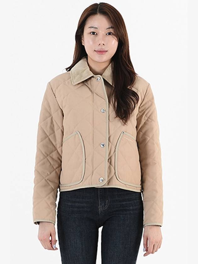 Corduroy Collar Diamond Quilted Jacket Soft Fawn - BURBERRY - BALAAN 3