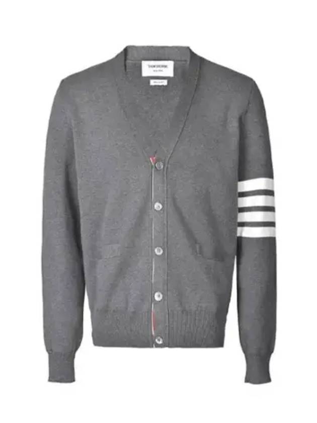 Milano Stitch 4-Bar Cardigan Medium Grey - THOM BROWNE - BALAAN 2