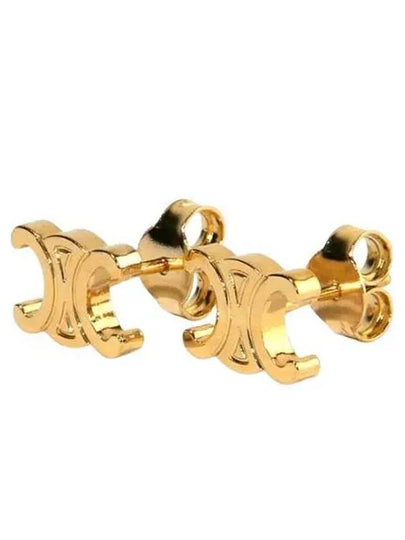 Gold Triomphe Stud Earrings 461CY6BRA 35OR - CELINE - BALAAN 2