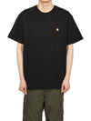 Men's Chase Mini Embroid Logo Short Sleeve T-Shirt Black - CARHARTT WIP - BALAAN 3