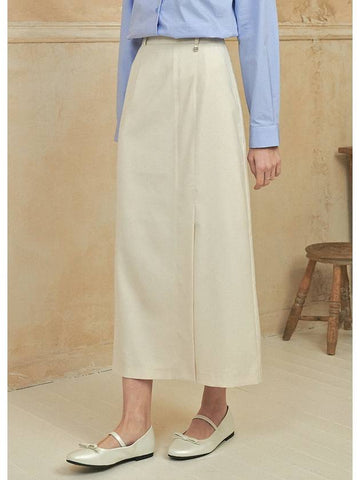 Fine Slit Maxi Skirt Cream - MICANE - BALAAN 1