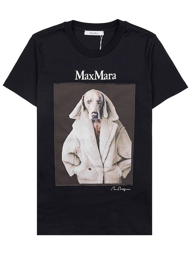 Print Cotton Short Sleeve T-Shirt Black - MAX MARA - BALAAN 2