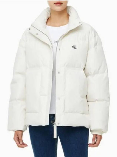 JEANS Women s Short Length Stand Collar Puffer Down Jacket J224676 YBI - CALVIN KLEIN - BALAAN 1