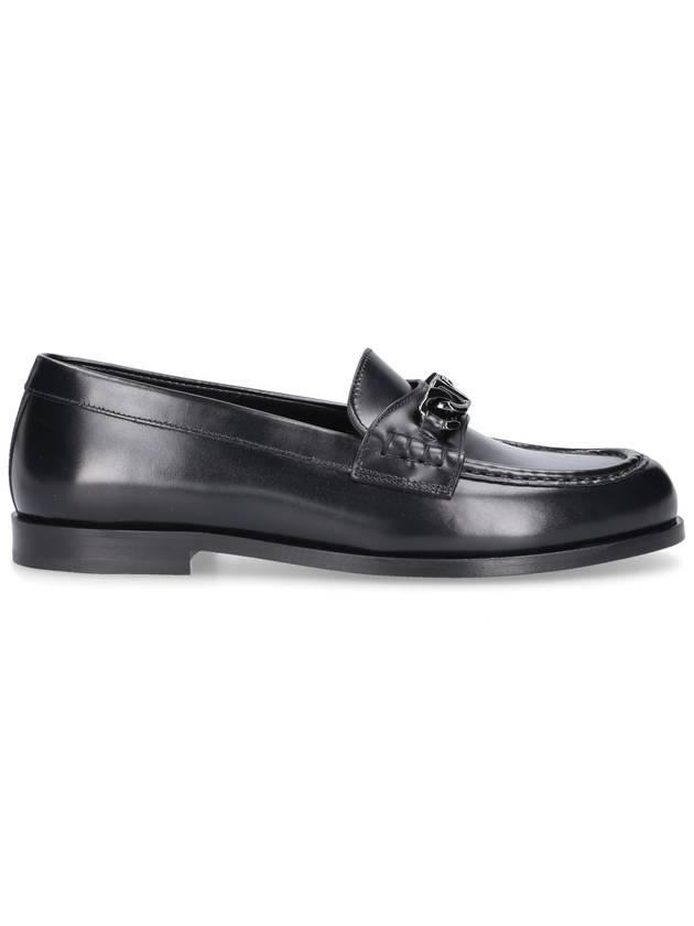 V Logo Chain Leather Loafers Black - VALENTINO - BALAAN 6