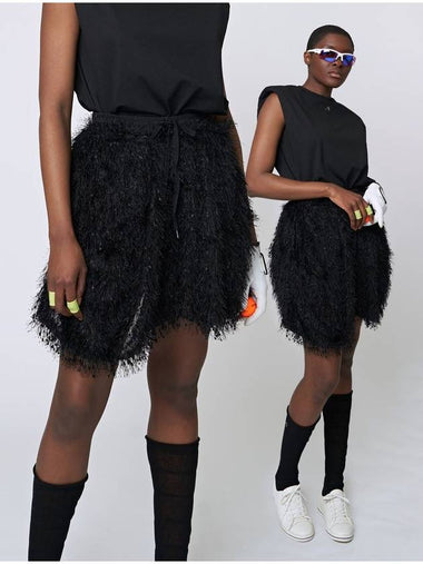 Fringe Tulle G Shorts Black - ATHPLATFORM - BALAAN 1