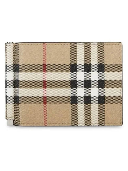 Men's Money Clip Vintage Check Money Clip Half Wallet Beige - BURBERRY - BALAAN 2