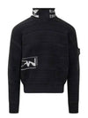 Fair Isle Aran Mock Neck Knit Top Black - STONE ISLAND - BALAAN 2