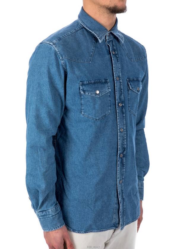 Flap Pocket Denim Long Sleeve Shirt Light Blue - TOM FORD - BALAAN 3
